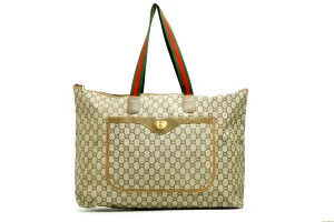 Gucci Plus Sherry Tote Boston GG Leather Shoulder Bag Brown